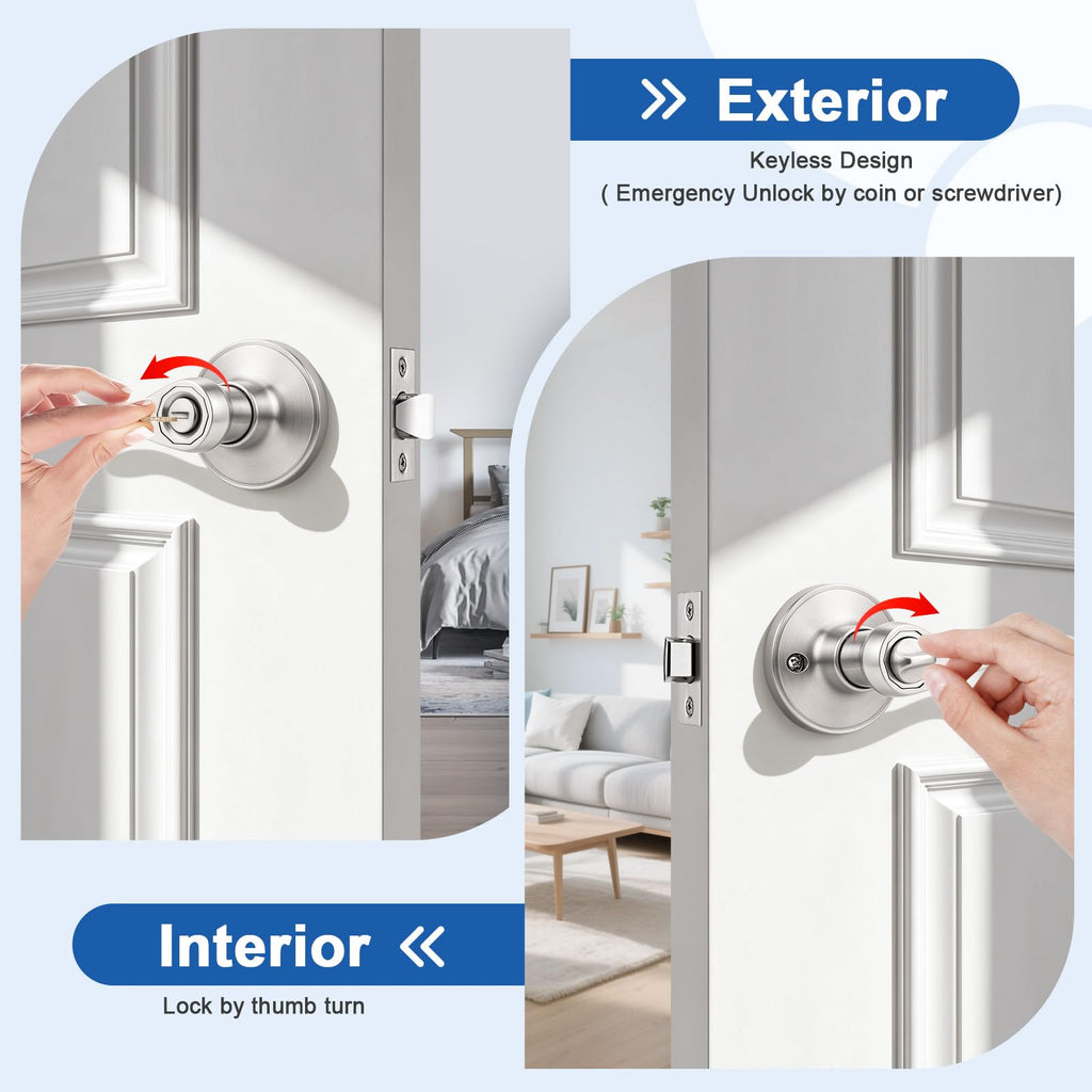 10 Pack Brushed Satin Nickel Door Lever Privacy Door Handles, Zinc Alloy Door Handle Interior, Keyless Lock