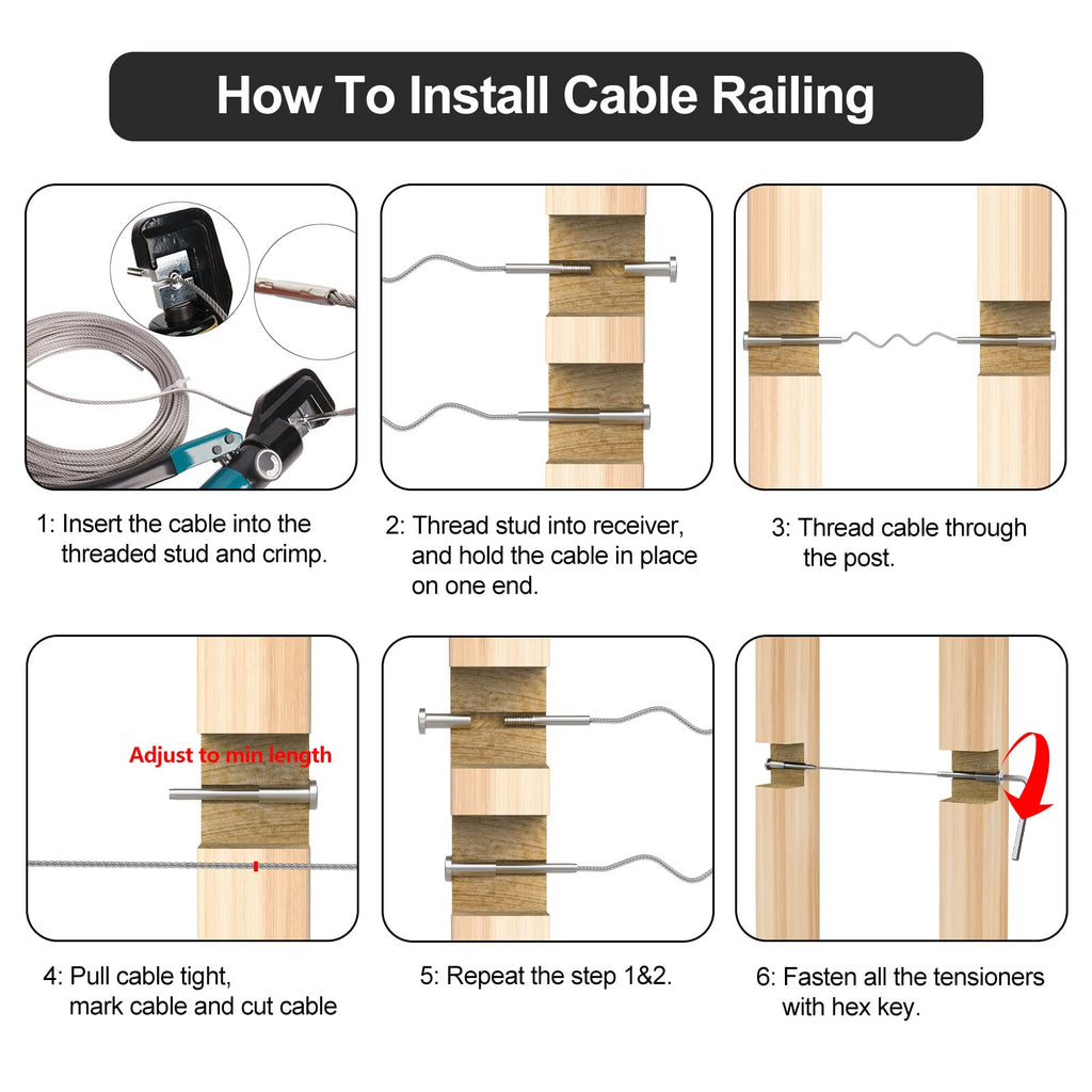 50 Pack 1/8" Invisible Cable Railing kit, T316 Stainless Steel