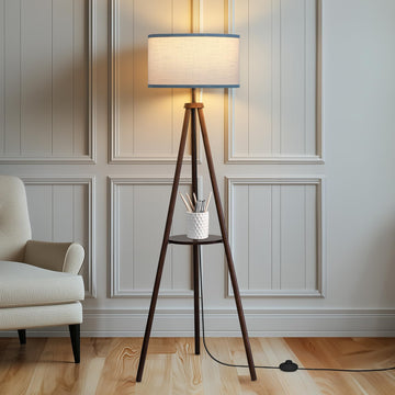 Floor Lamp with 3 Light Modes Adjustable- Wood Tripod Floor Lamp Modern LED Standing Lamps with Dimmable Brightness