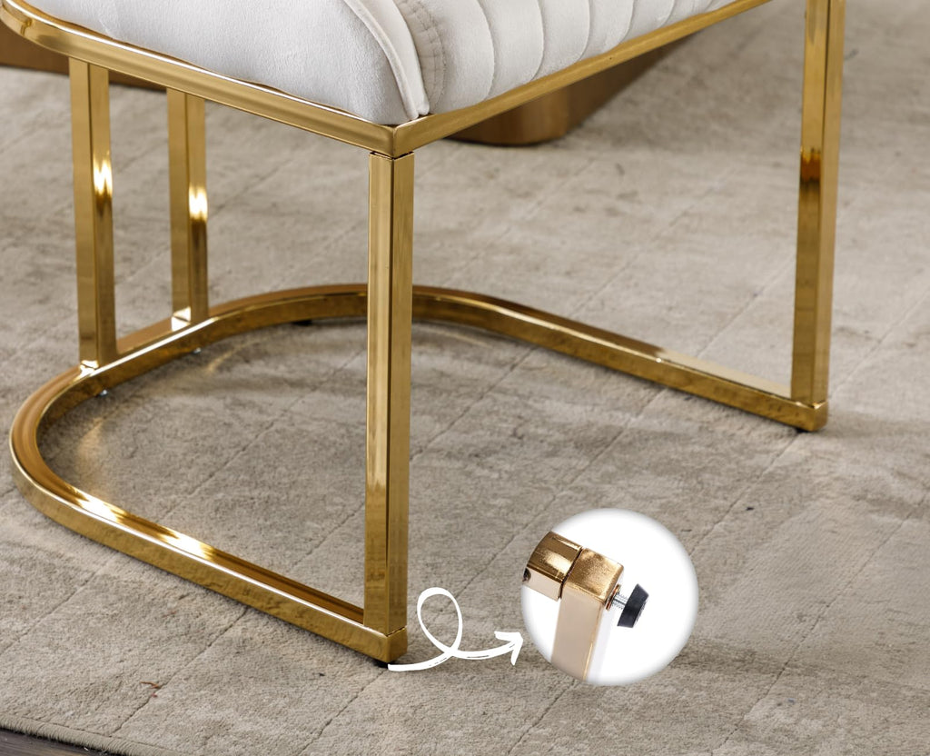 Velvet Upholstered Dining Chairs Set of 4 Modern Accent Dining Room Chairs with Gold Metal Base Comfy Padded Kitchen