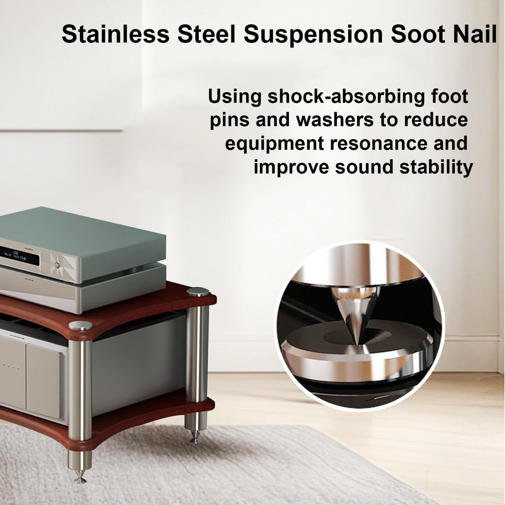 2 Tier Audio Rack with Speaker Spikes, Stereo Racks and Stand
