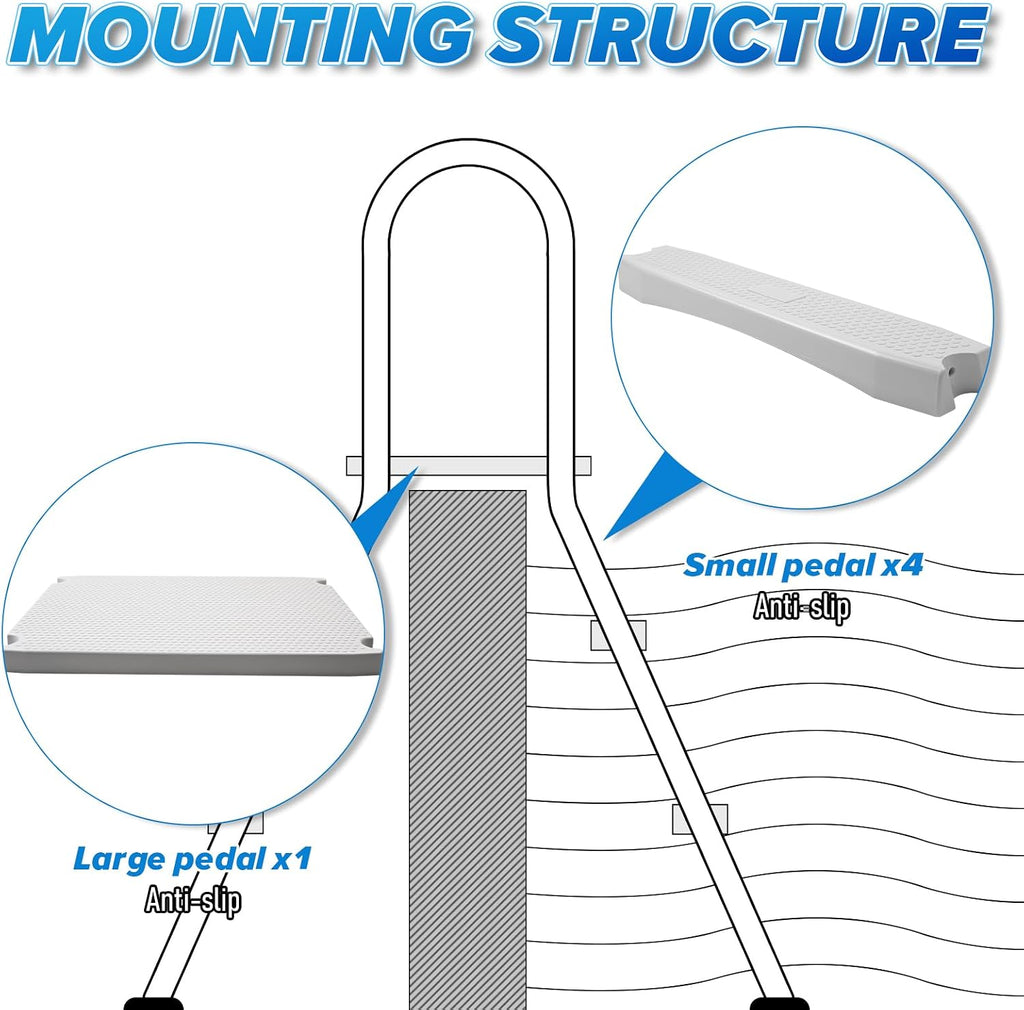 Above Ground Pool Ladder,34" Heavy Duty Luxury Pool Ladder with Platform,2-Steps,Swimming Frame Pool Ladder,304