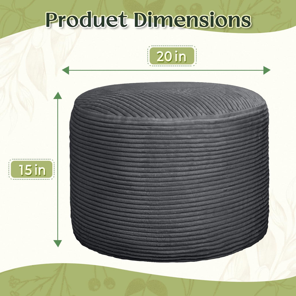 Round Corduroy Footstool Pouf for Couch