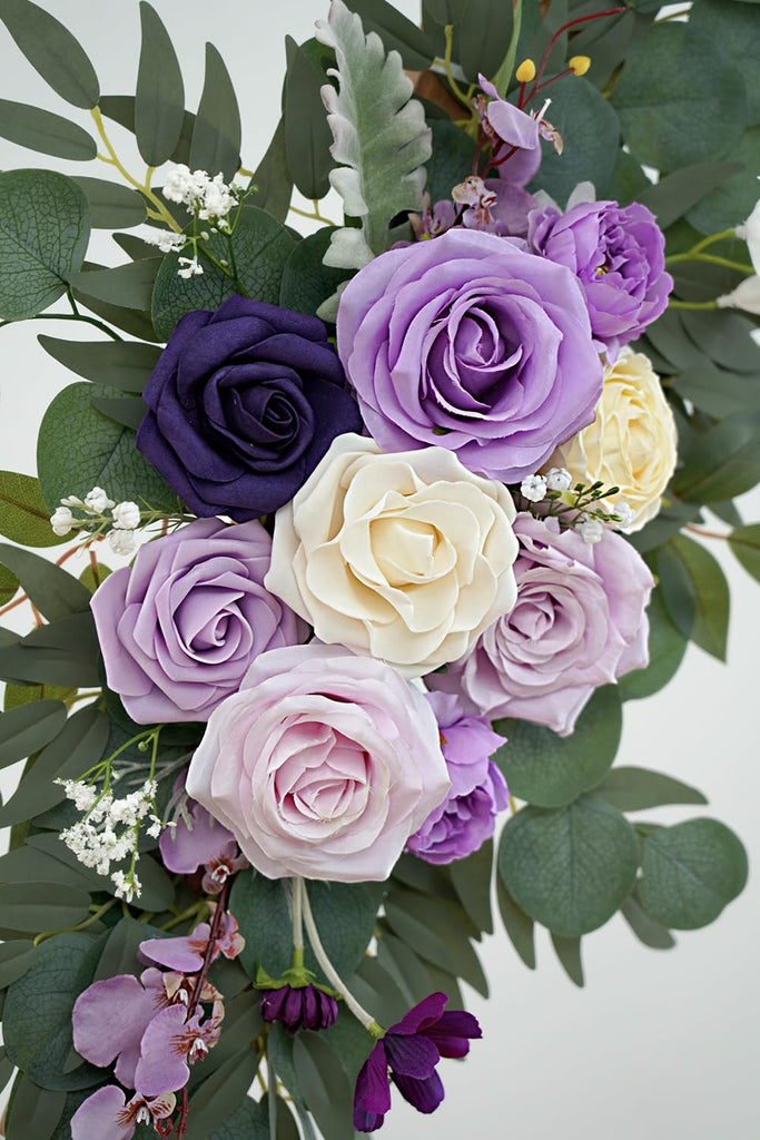 Faux Flower Swag Set of 2 for Wedding Welcome Signs Floral Decorations, Purple Wedding Arch Flowers for Wedding
