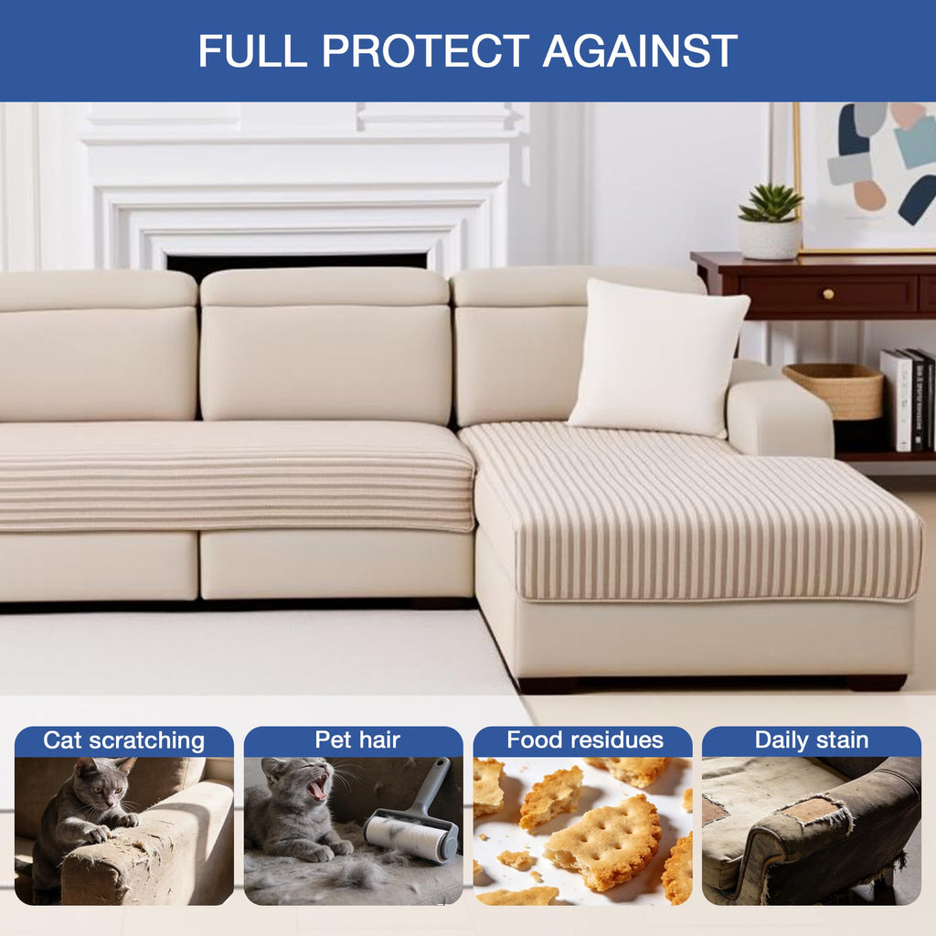 Couch Covers for Sectional Sofa, Khaki, 35"x63"+35"x63"