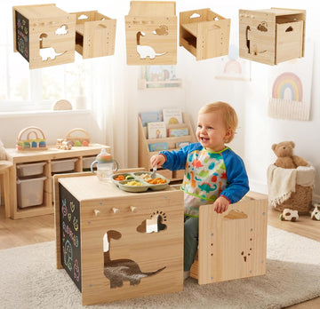 Solid Wood Montessori Weaning Table and Chair Set for Toddlers 1-3