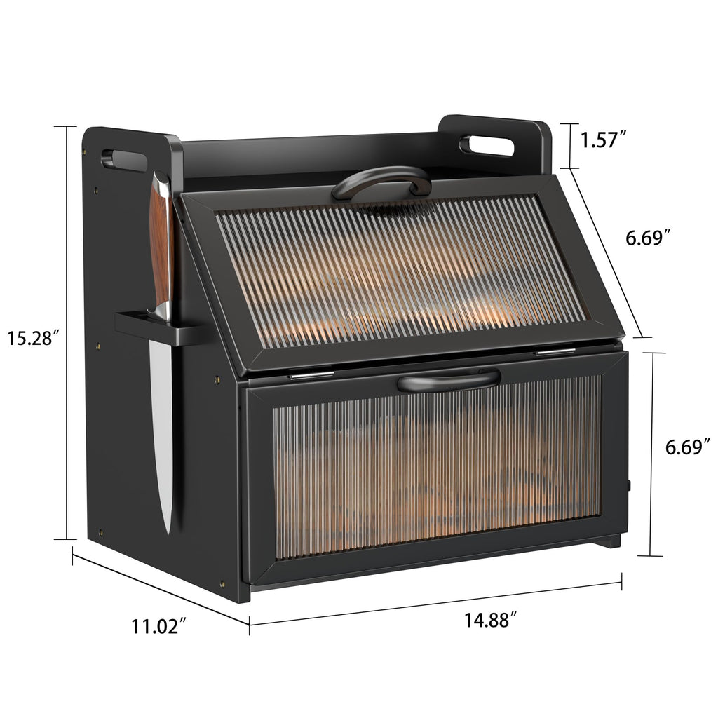 Countertop, Large Bread Storage Container made Bread, Wooden Farmhouse Breadbox Organizers, Double Layer Bread Bin