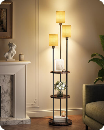 Floor Lamp with Shelves, 3-Light Floor Lamps