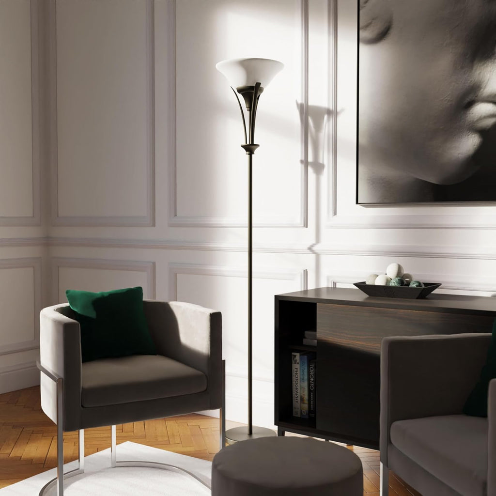 63361 Gatineau 71" Dark Bronze Floor Lamp with Alabaster Glass Shade
