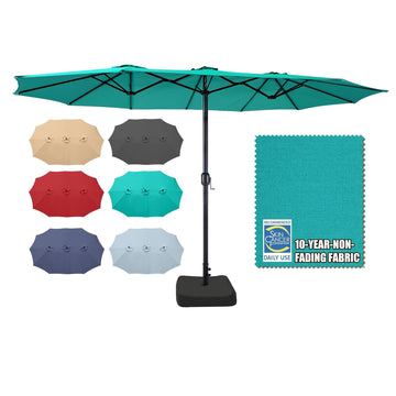 15ft Large Patio Umbrella with Base Included, Aqua Green