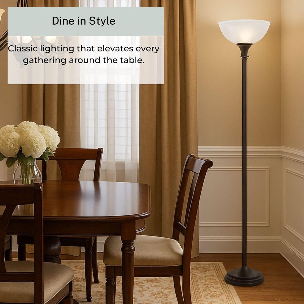 Bronze Floor Lamp, 72'' Torchiere with Glass Shade, Modern Floor Lamp s, Office