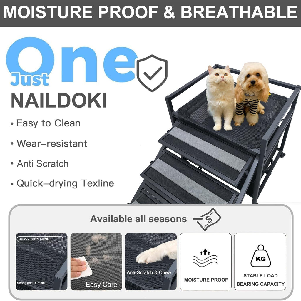 Pet Steps 2-in-1 Foldable Stairs & Ramp with Cats/Dogs Chair with Ramp High Beds, Folding Pet Steps for Medium Small