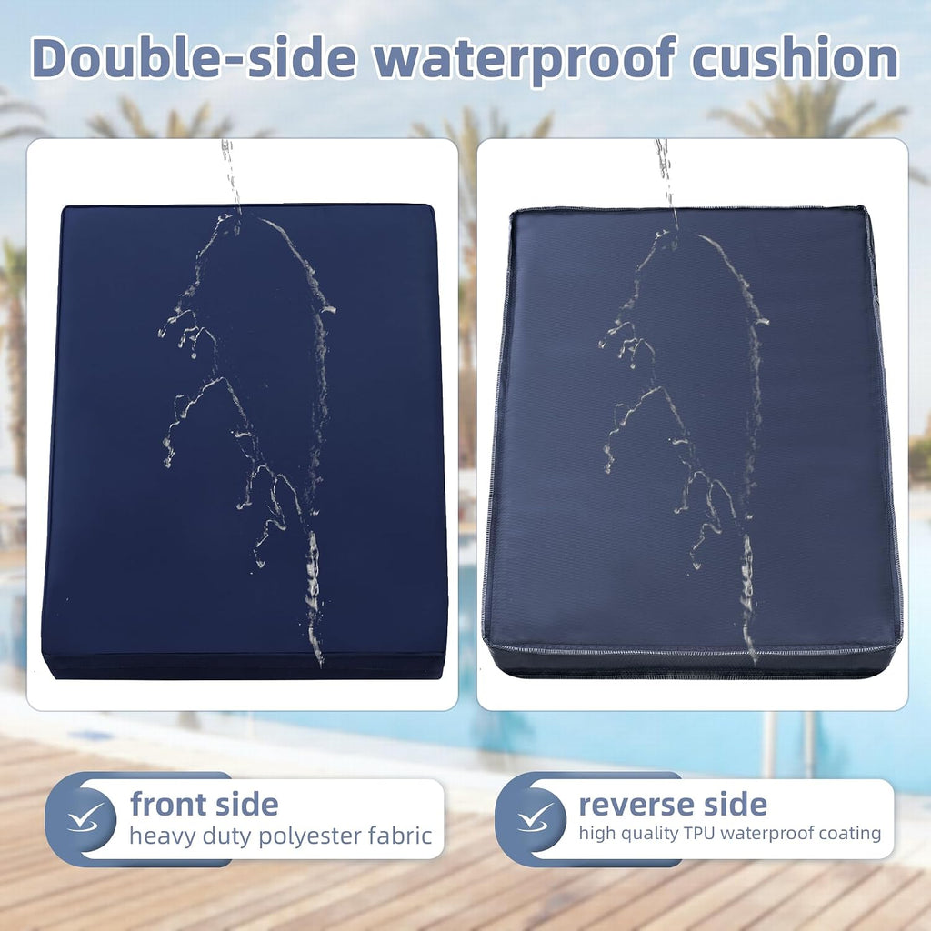 Chaise Lounge Cushions Outdoor 72 x 21 x3 Inch Waterproof & 3-Year Fade Resistant Outdoor Lounge Chair Cushions with