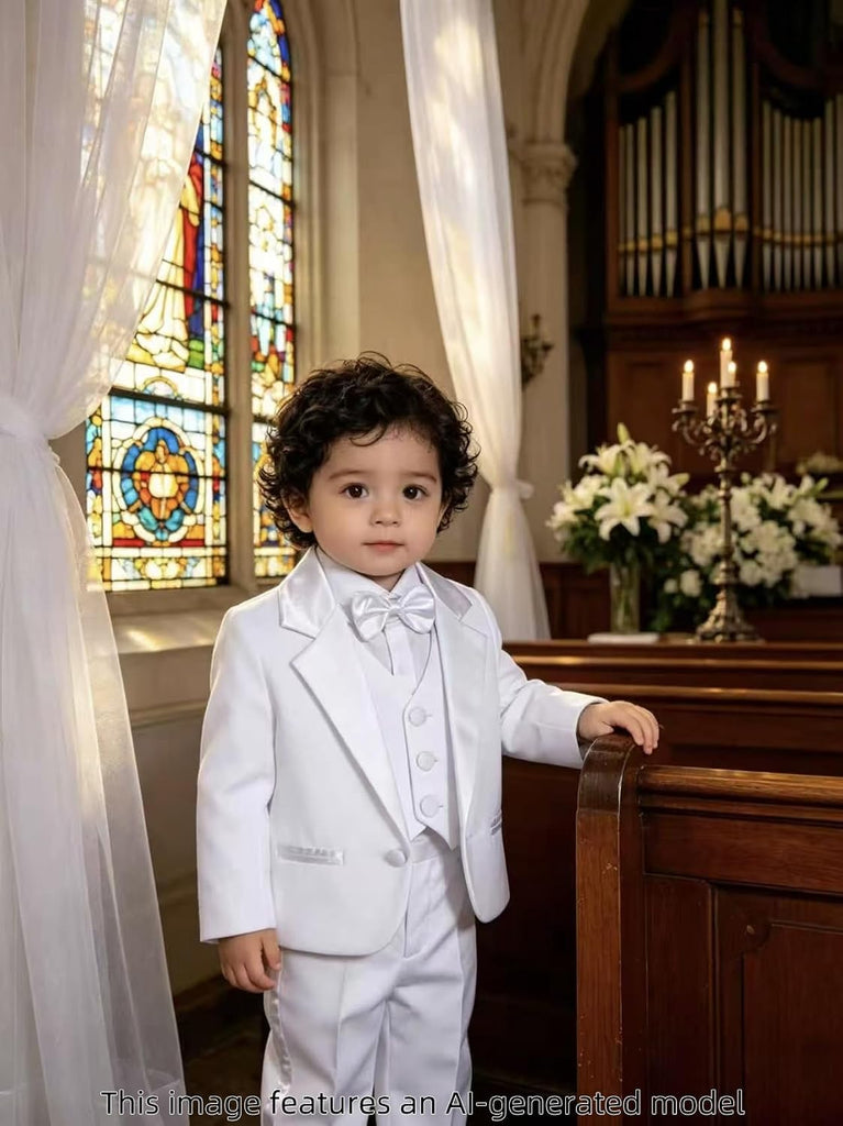 Baby Boys Tuxedo Piece Set Jacket Shirt Vest Pants Bowtie