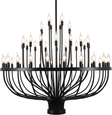 Large Black Chandelier 48 Light for High Ceilings, Big Farmhouse Wagon Wheel Chandelier for Dining Room 3-Tier 47.2 in for Hallway, Living Room, Foyer A109-B0CTH9YR5V