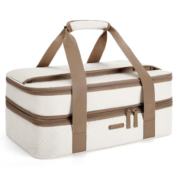 Double Decker Insulated Casserole Carrier for Hot or Cold Food Expandable Thermal Food Carrier for Picnic Cookouts