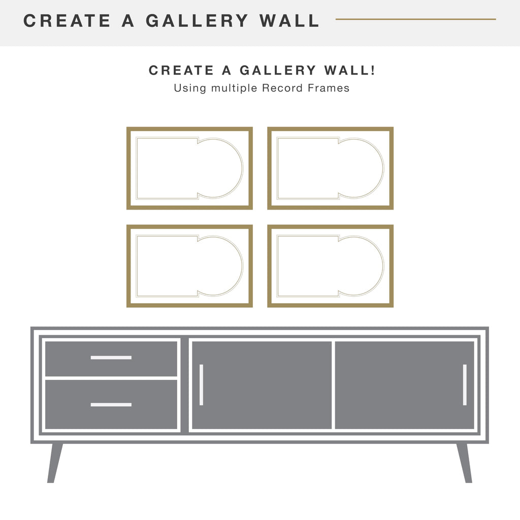 Double Matted Record Album Frame, 16.5x25, Black With White Mat