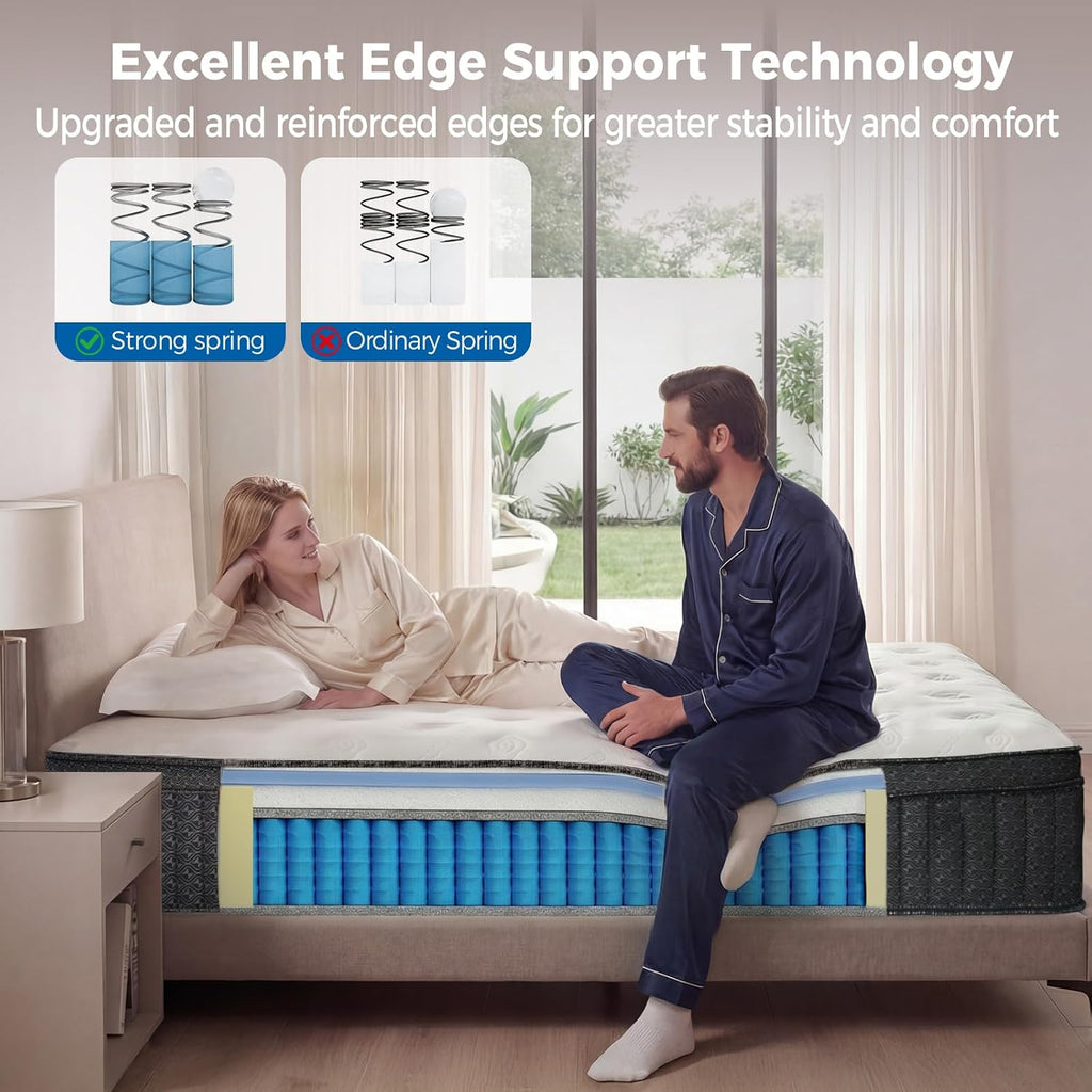 King Mattress,14 Inch king size Mattress in a Box, Medium Firm Hybrid Mattress with Individually Wrapped Pocket
