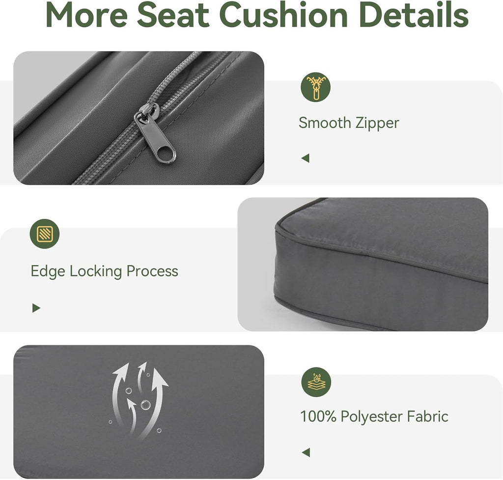 Replacement Cushions for Outdoor Furniture, 14-Piece Outdoor Cushions Furniture, Deep Seat, Splash-Proof & Fade