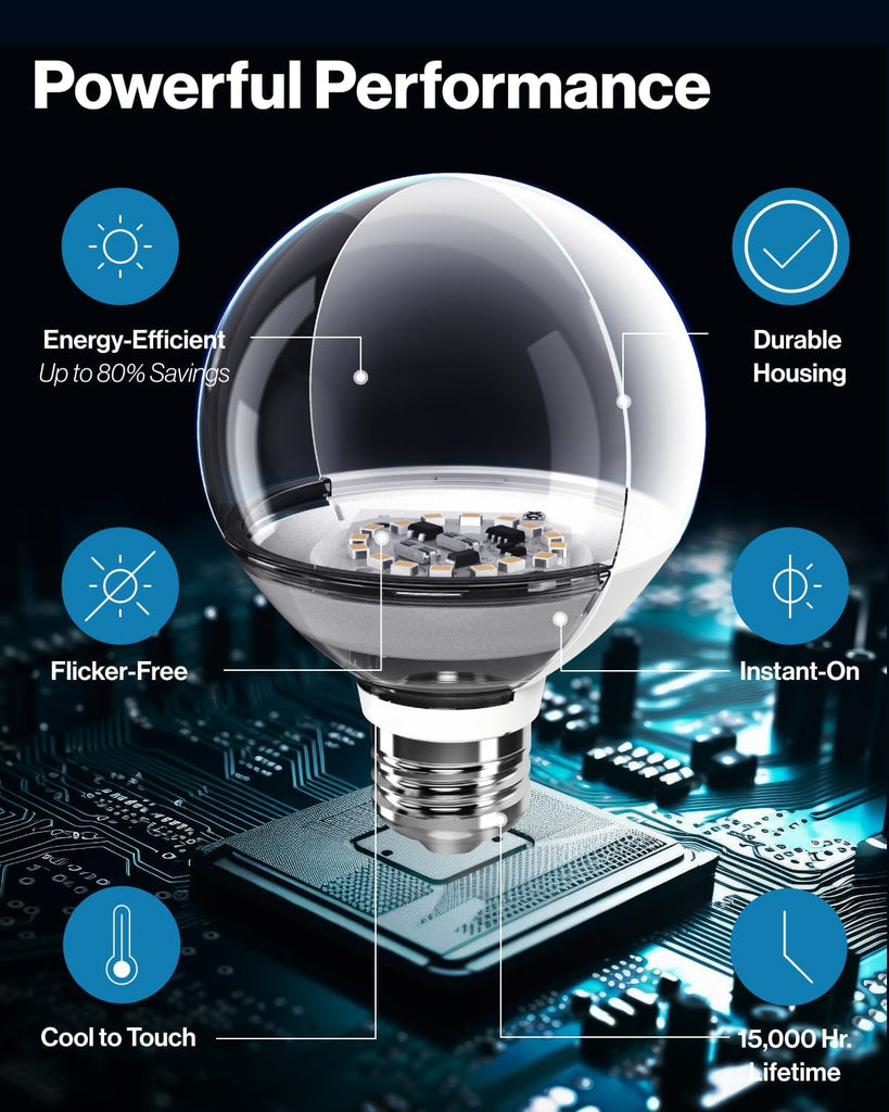 12 Pack G25 LED Light Bulbs, Globe Vanity Lights for Bathroom High Output, 1000 LM, 11W (100W Equivalent), 3000K Warm
