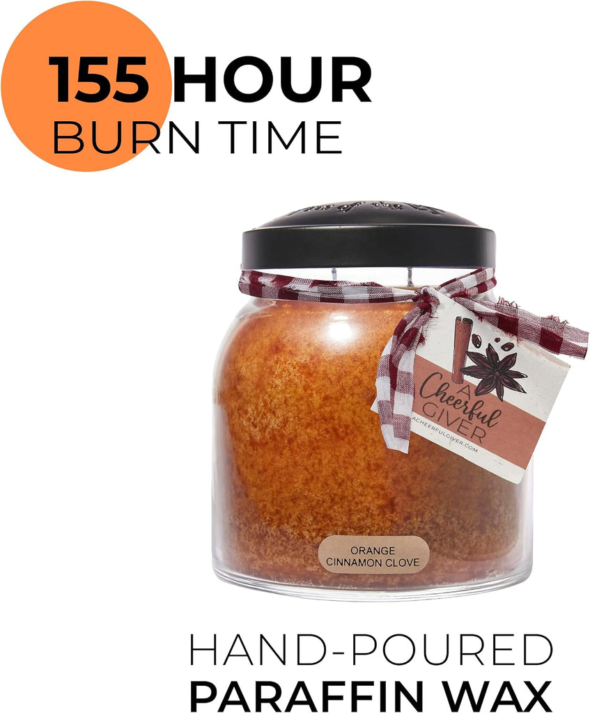 Orange Cinnamon Clove - 34oz Papa Scented Candle Jar with Lid - Keepers of the Light - 155 Hours of Burn Time, Gift - Set of 34