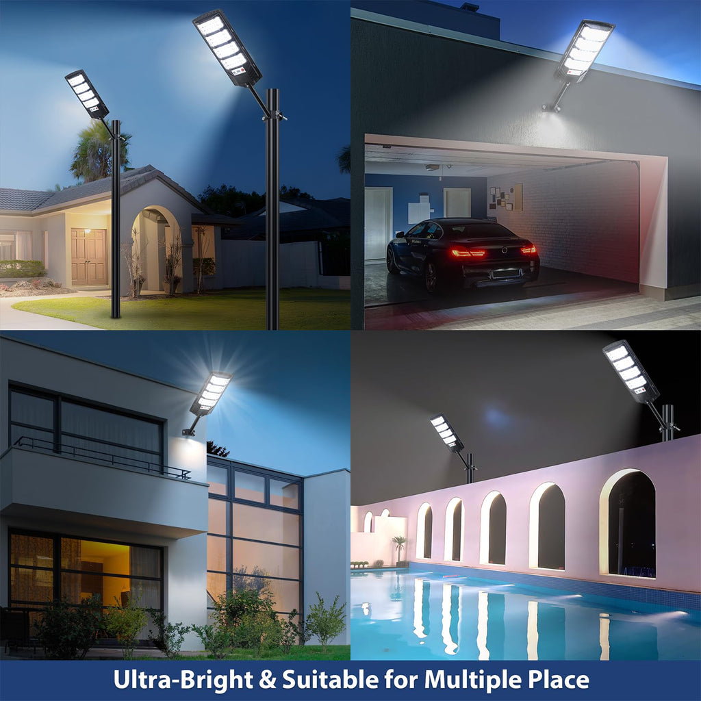 6 Pack Solar Street Lights Outdoor Waterproof, 6500K LED Motion Sensor Lights, Dusk to Dawn Solar Flood Lights with