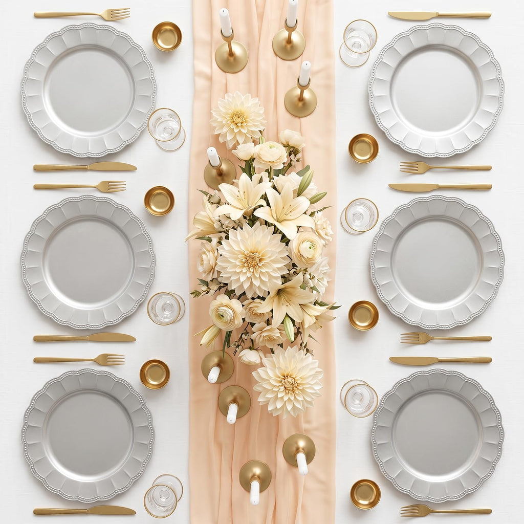 100 Pcs 13" Silver Charger Plates Bulk, Charger Plates with Beaded Sunflower Rim, Elegant Silver Chargers for Dinner