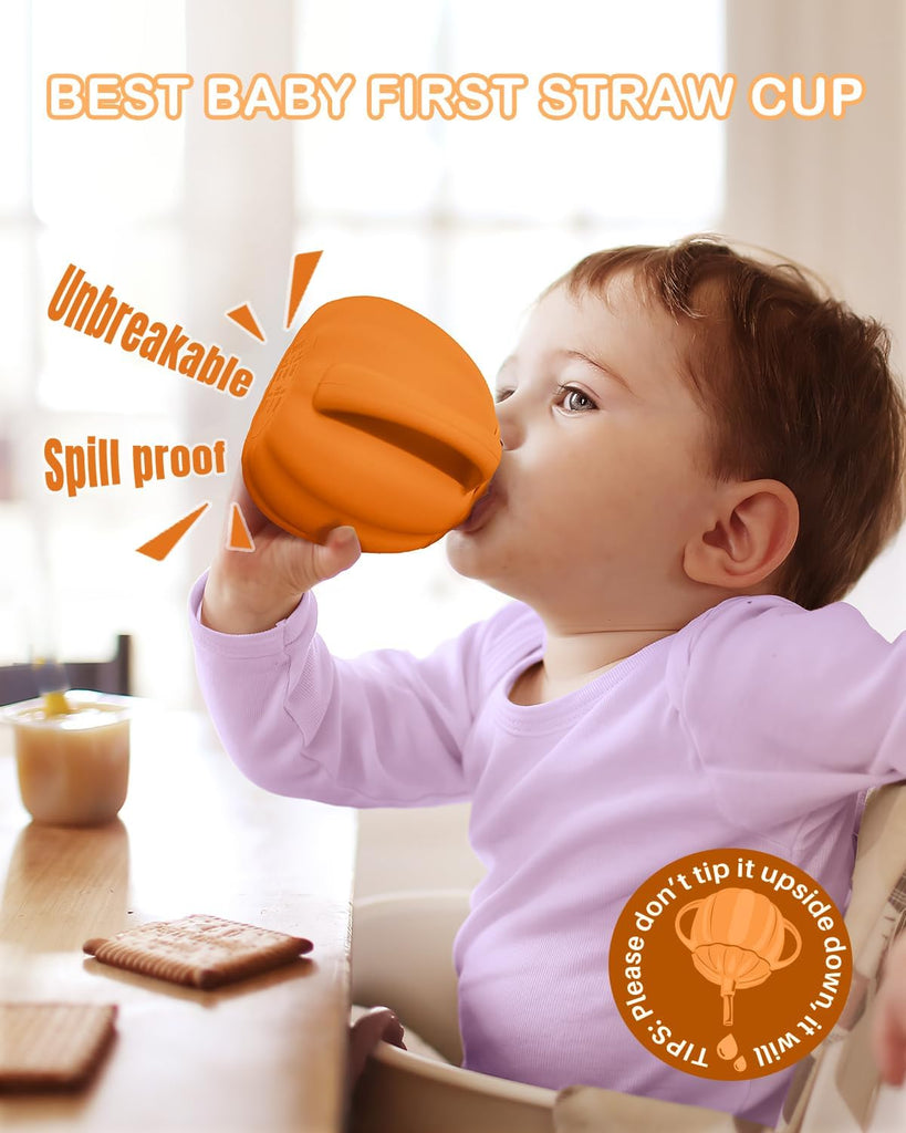 In-1 Silicone Pumpkin Toddler Cup, Converts to Straw/Snack Cup