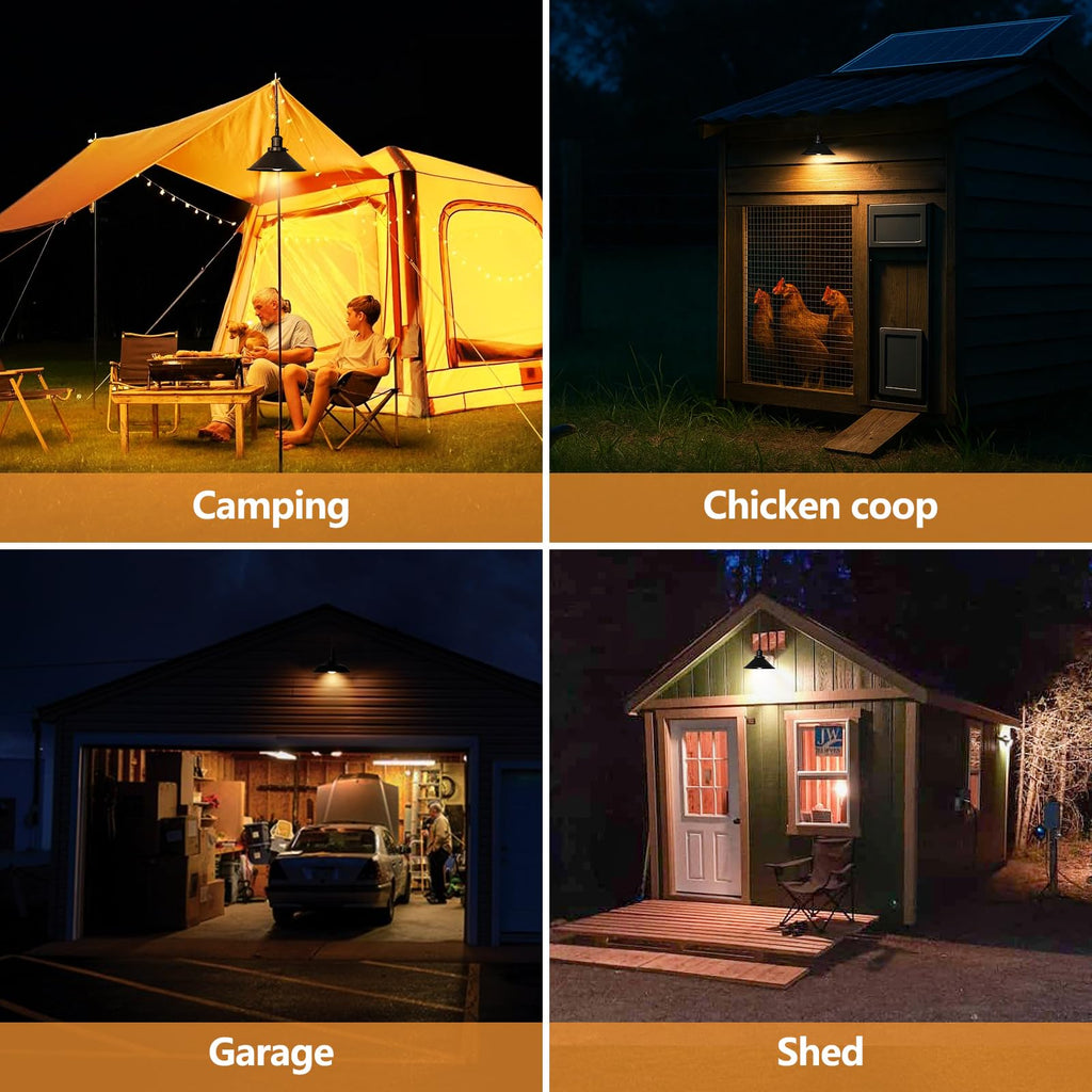2 Pack Black Portable Battery Operated Hanging Lights, Rechargeable Wireless Outdoor Pendant Light with Remote