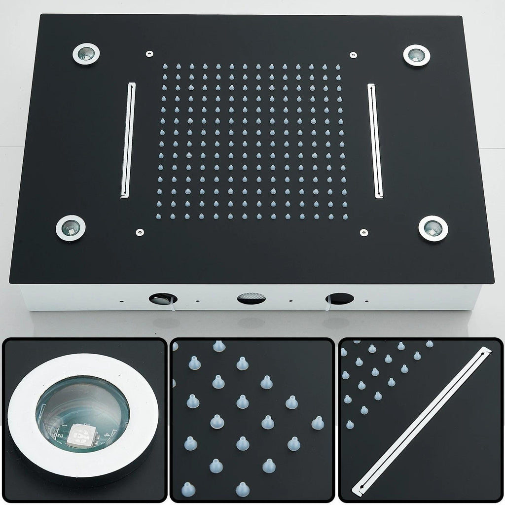 LED Ceiling Rain Shower Head with Remote Control Matte Black