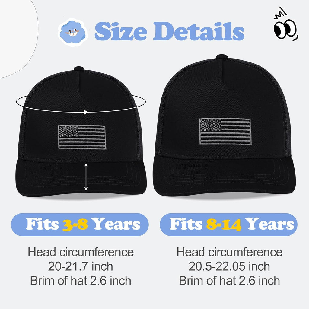 Youth Boys American Flag Trucker Hat, Kids Snapback