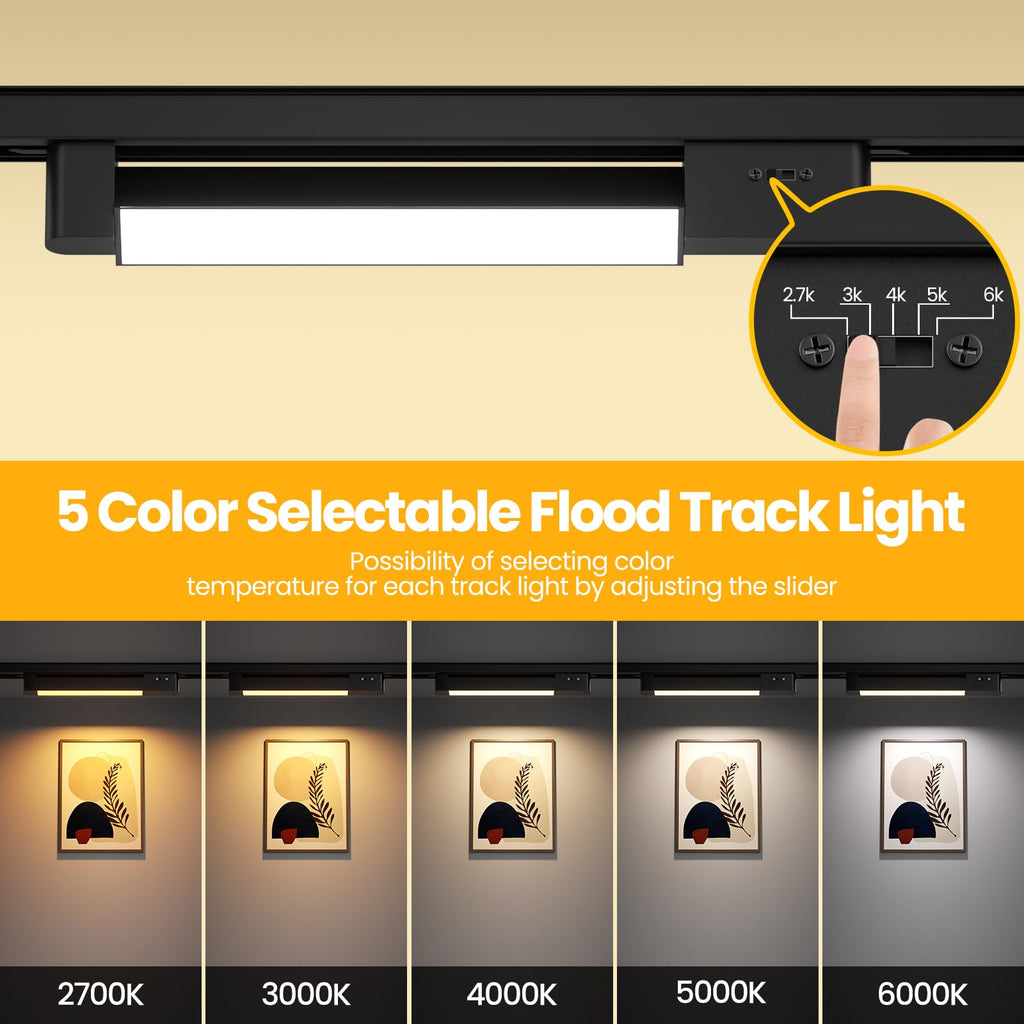5 Color Linear H Track Lighting Heads Dimmable, Black 25W 1 Pack