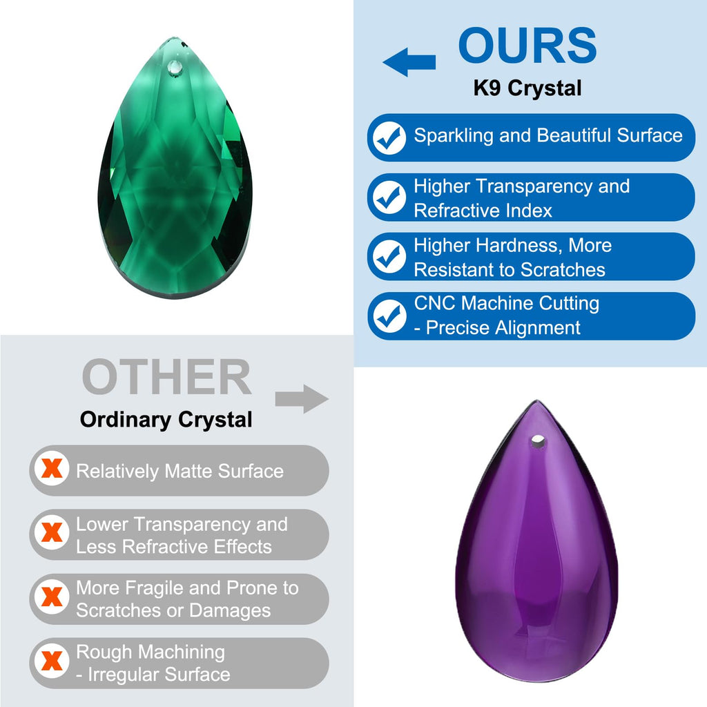 K9 Crystal Pendants 38mm Dark Green 10 Pack