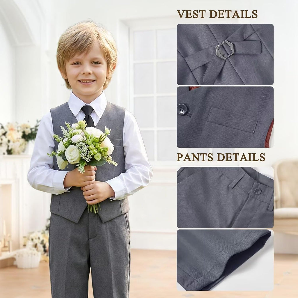 Boys Suits Kids Dress Vest Pants Set Ring Bearer Outfit