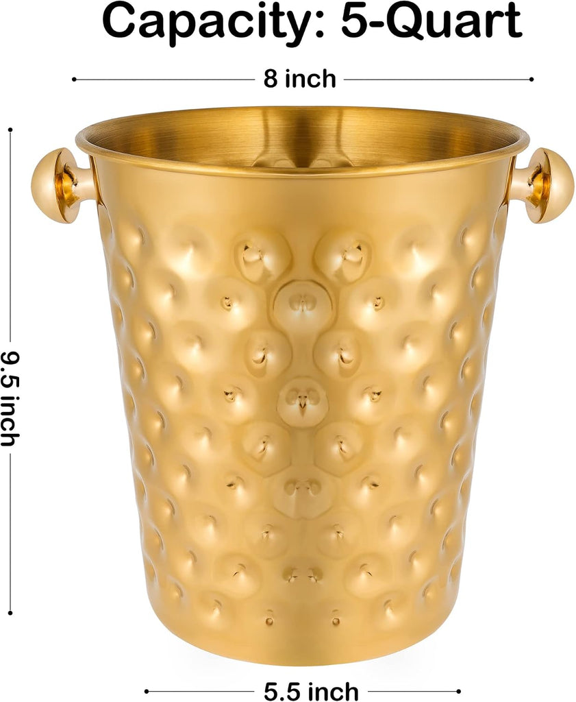 Luxury Floor-Standing 5-Quart Stainless Steel Champagne Ice Bucket Set Gold