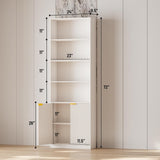 72" Tall Book Shelve Bookcases with Doors, Floor Standing 6 Shelf Display Shelves, Bookshelf with Storage Shelf