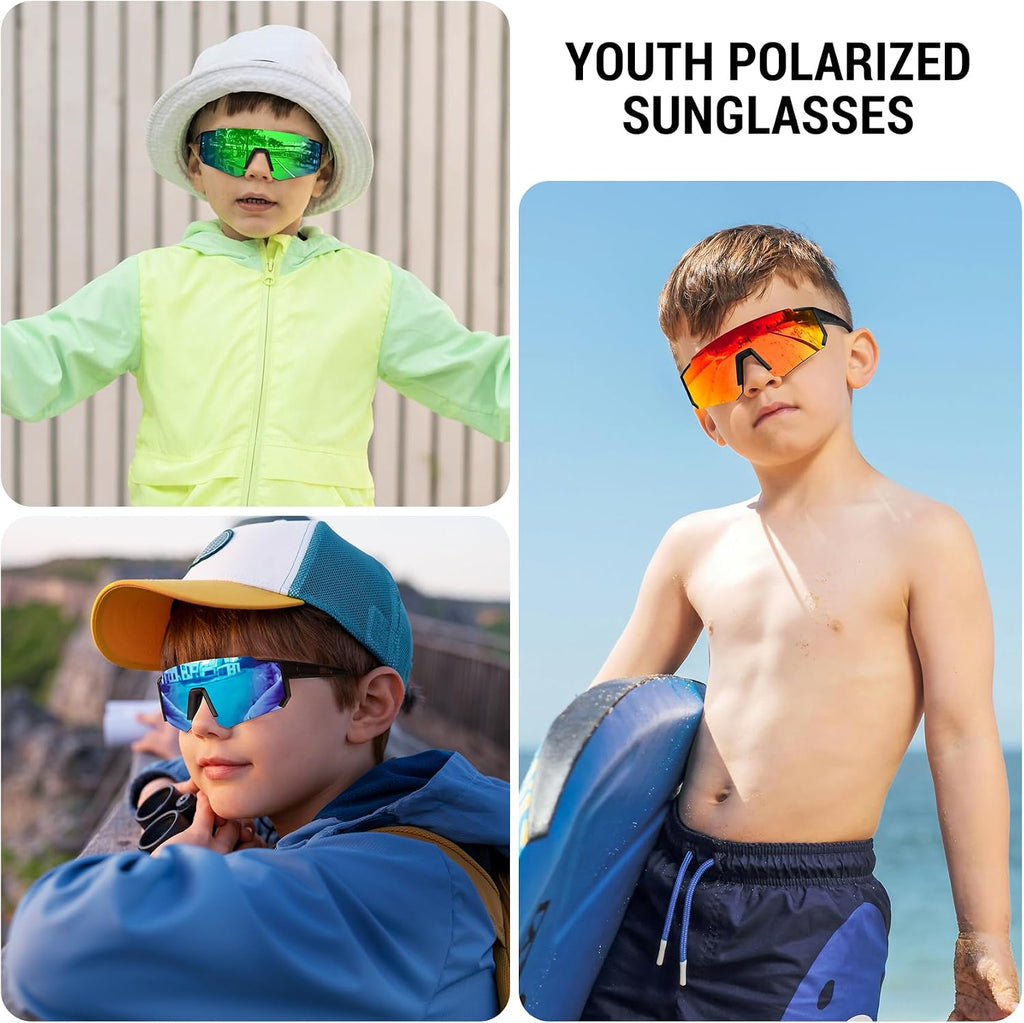 Polarized Youth Baseball Sunglasses for Boys Girls Sports Softball Cycling for Kids UV Protection