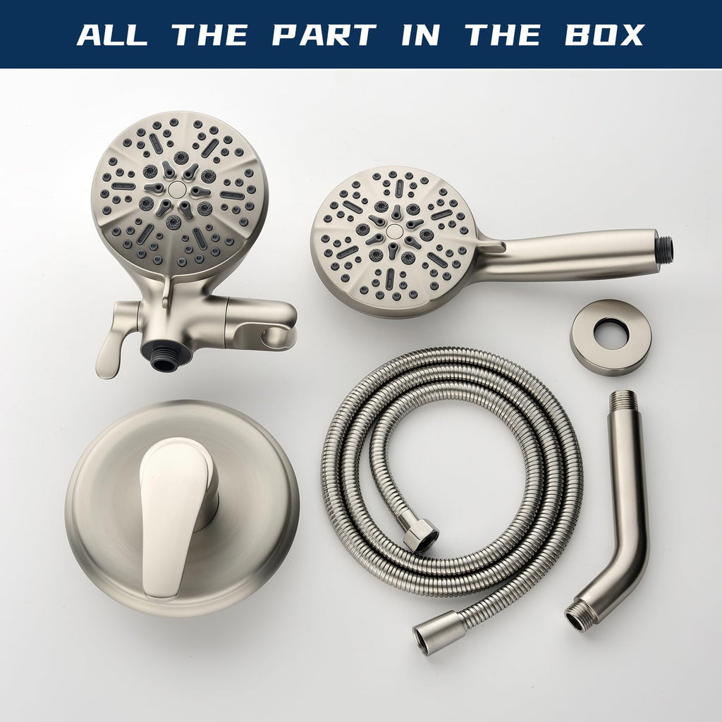 Dual Shower Faucet Set with Valve High Pressure Dual 2 in 1 Shower Combo Set Shower System with Handheld Showerhead