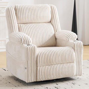Power Recliner Chair with Massage and Heat, Oversized Swivel Rocker Recliner for Adults with Adjustable Headrest