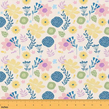 Cute Flower Blossoms Upholstery Soft Fabric Colorful Floral