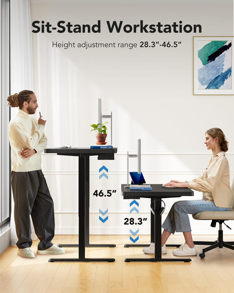 71 x 30 Inch Large Electric Standing Desk, Brushless Motor, Black
