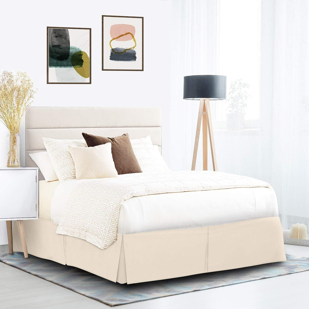 500 Thread Count Organic Cotton Twin XL Bed Skirt - 39x80 Inches, 12 Inch Drop Split Corner Design, Ivory Solid