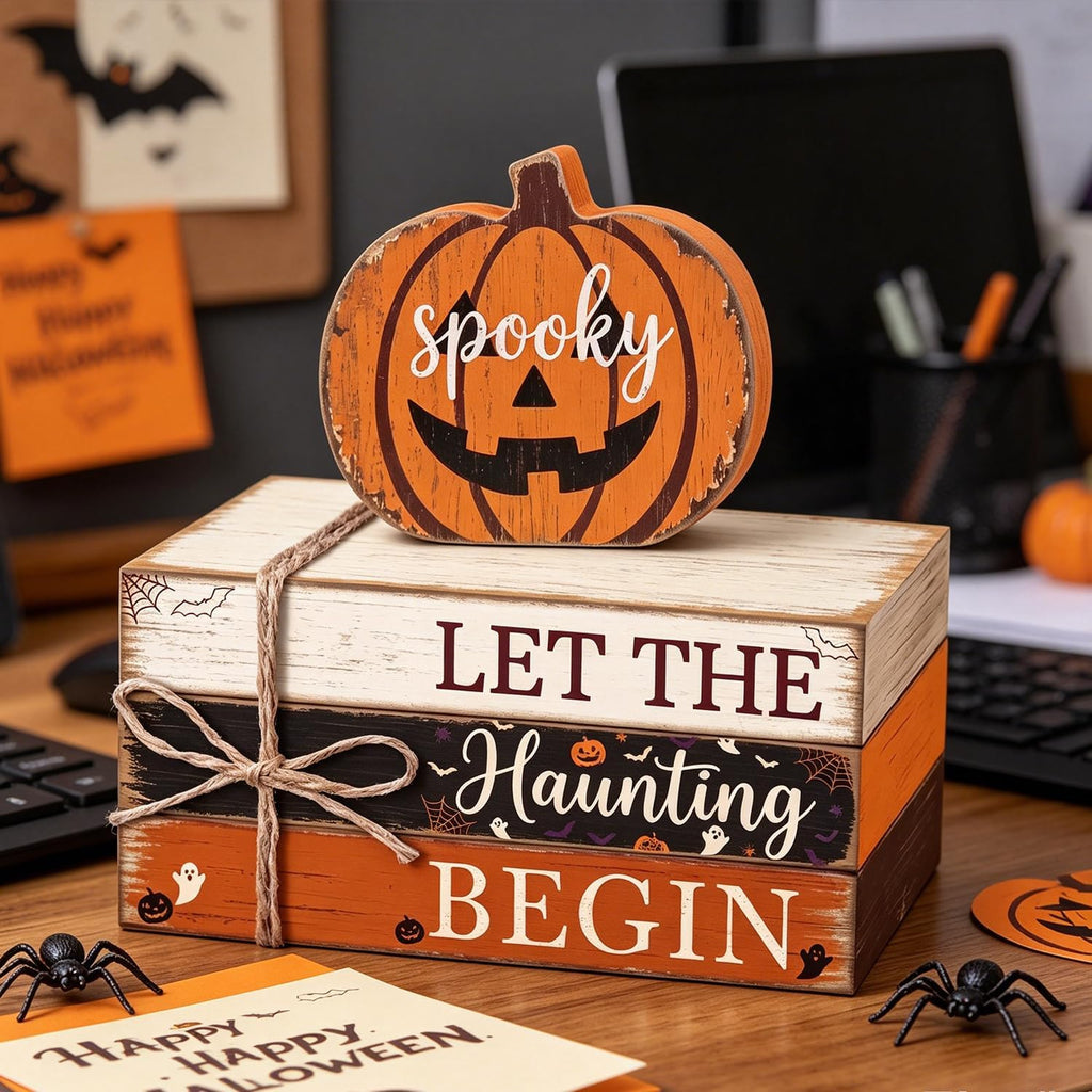 Halloween Pumpkin Decor Indoor, Halloween Table Decorations - Set of 4