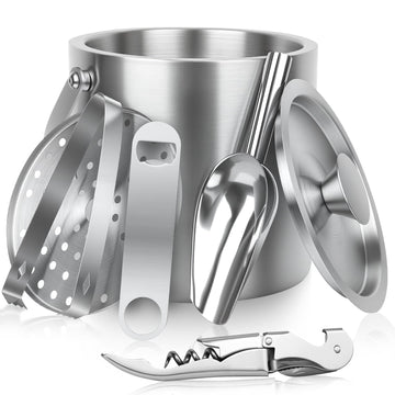 3L Ice Buckets for Parties 6PC Stainless Steel Ice Bucket Set