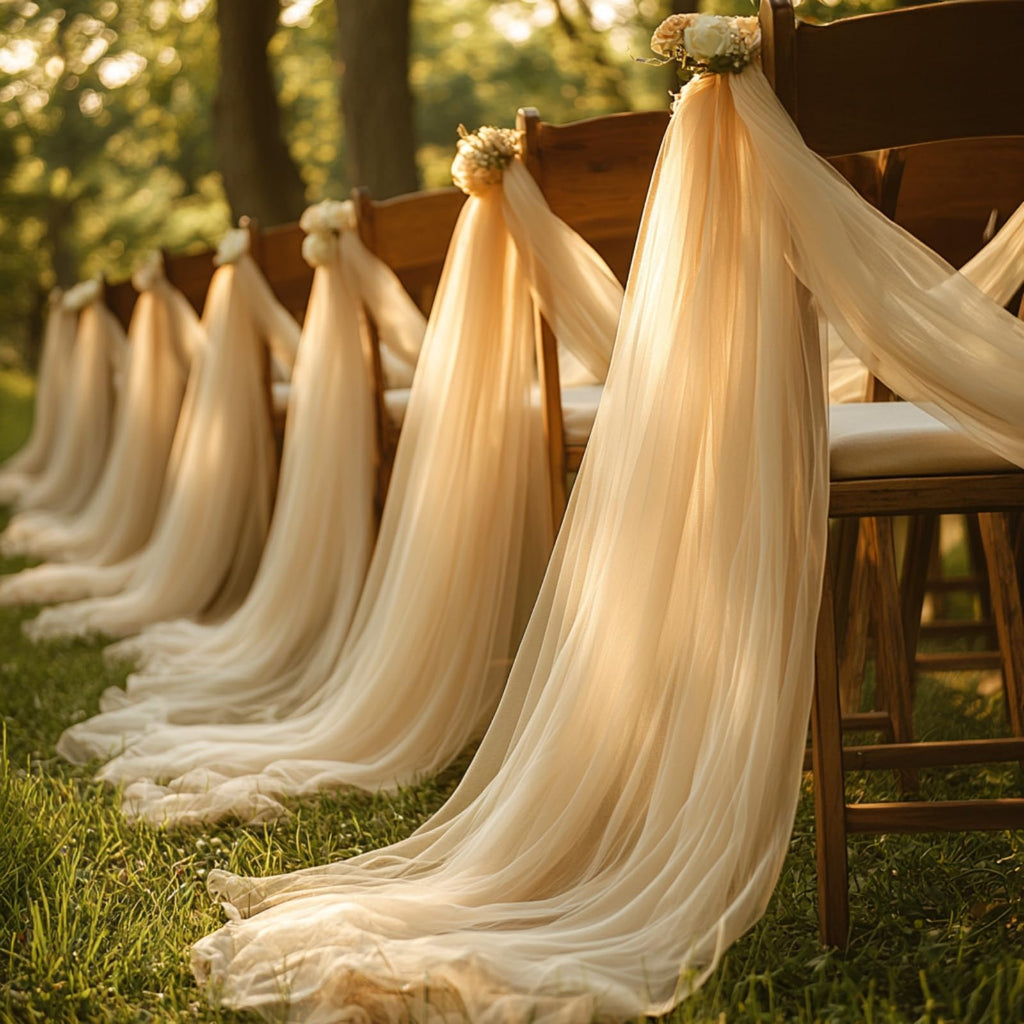Wedding Arch Draping Fabric, 31.5" x 20FT Wrinkle-Free Sheer Chiffon Drapery for Ceremony Backdrop, Arbor, Pergola