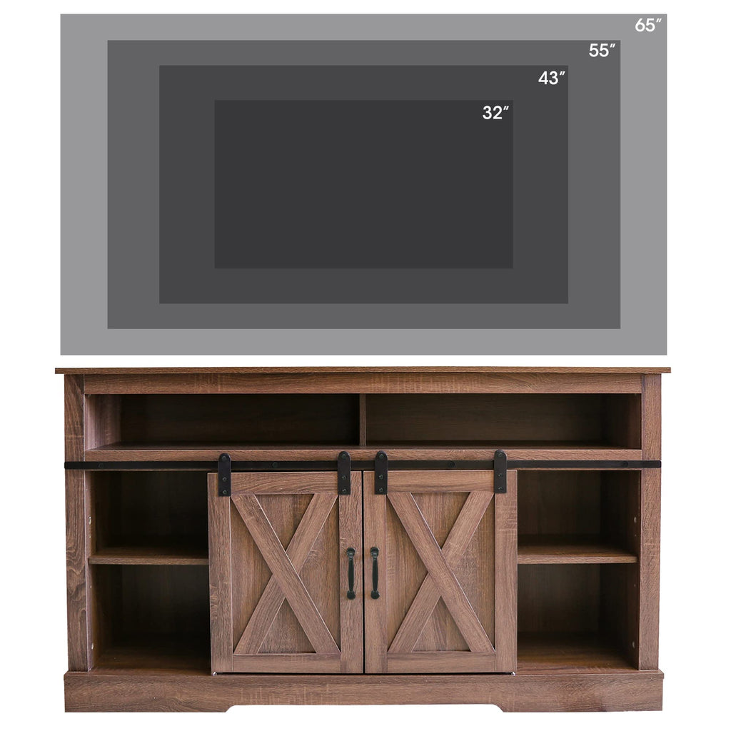 Farmhouse TV Stand for 65 inch TV Farmhouse Entertainment Center with Sliding Barn Doors Console Storage Cabinet