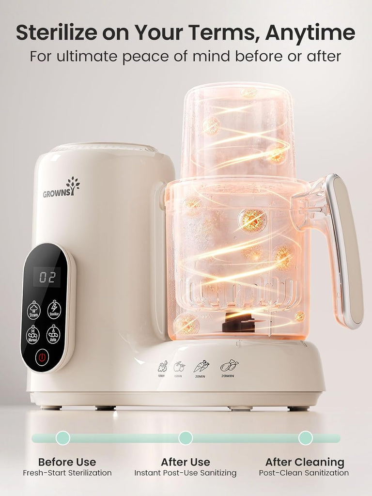 Baby Food Maker & Processor with Dual-Layer Steam Basket,Cream