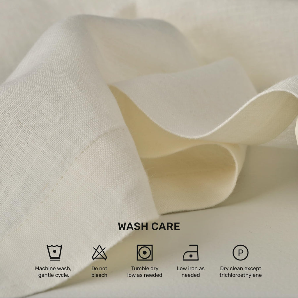 100% Pure Linen Rectangle Tablecloth, 70 x 144 In, Ivory
