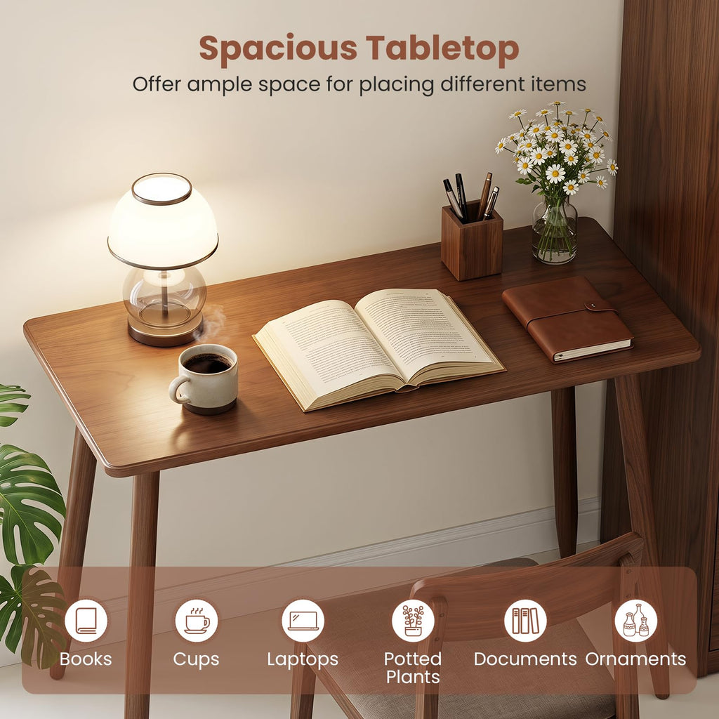 40" PC Laptop Computer Table, Wooden Writing Desk, Walnut