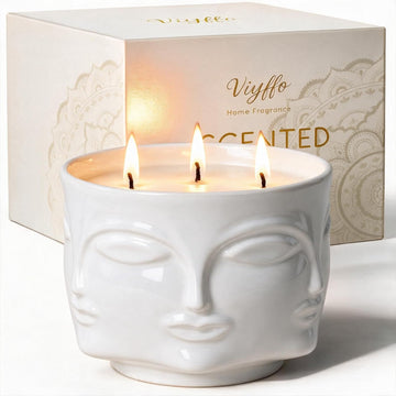 20oz Large Scented Candle - Vanilla Dreamscape & Fresh Spice, 3 Wick Non Toxic Soy Candle, Decorative White Ceramic - Set of 20